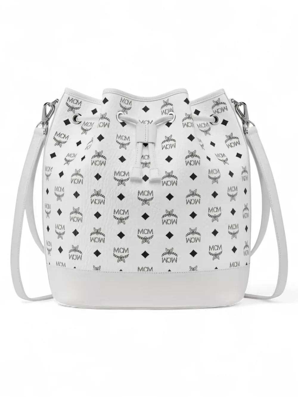 MCM White Visetos Bucket Bag - Picture 4 of 6